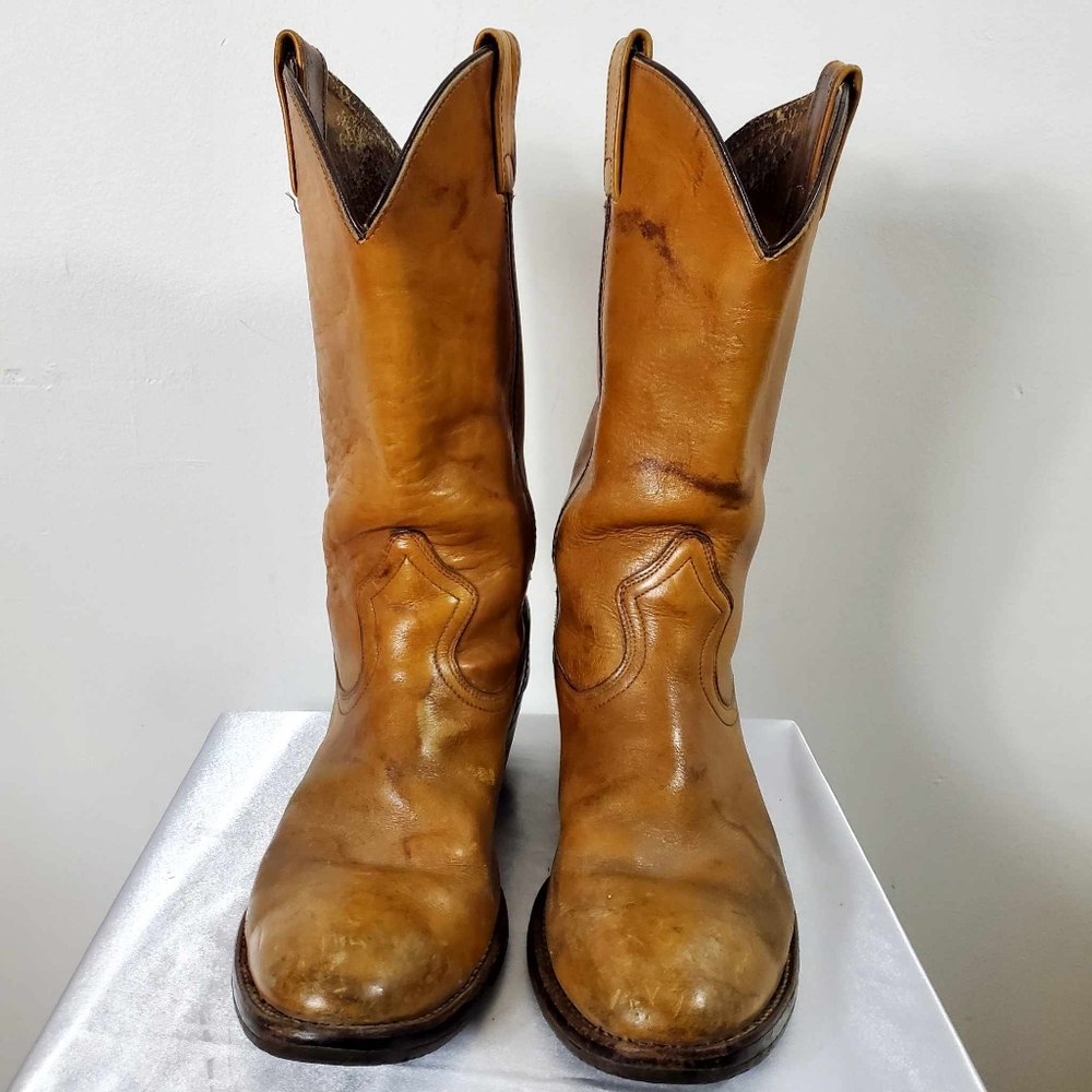 Steel Cap Vintage Leather Cowboy Boots - Picture 2 of 16